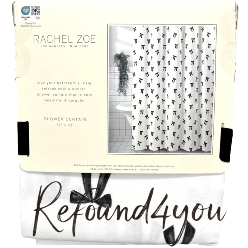 Rachel Zoe - ‘Black & White Bow Print’ Shower Curtain. NWT.